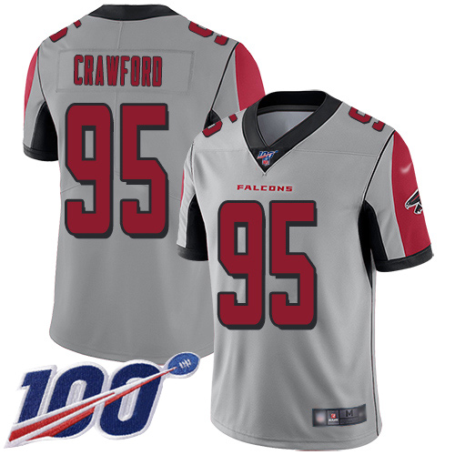 Atlanta Falcons Limited Silver Men Jack Crawford Jersey NFL Football #95 100th Season Inverted Legend